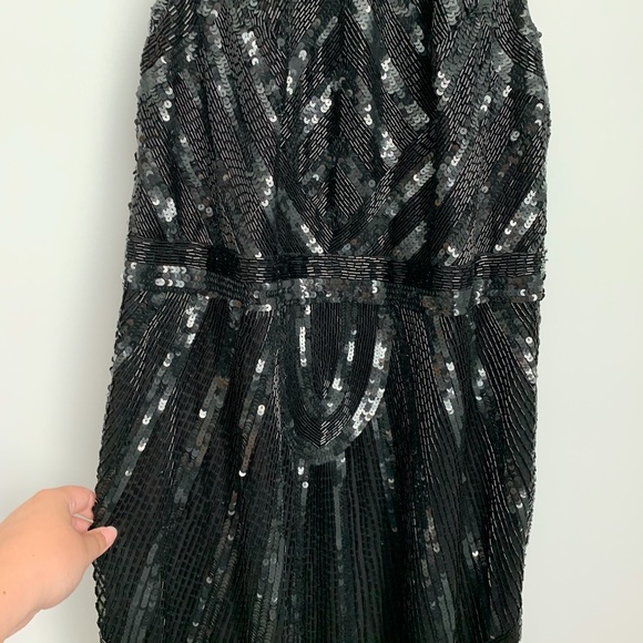 Adrianna Papell Black Sequin Beaded Long Dress - Picture 6 of 8
